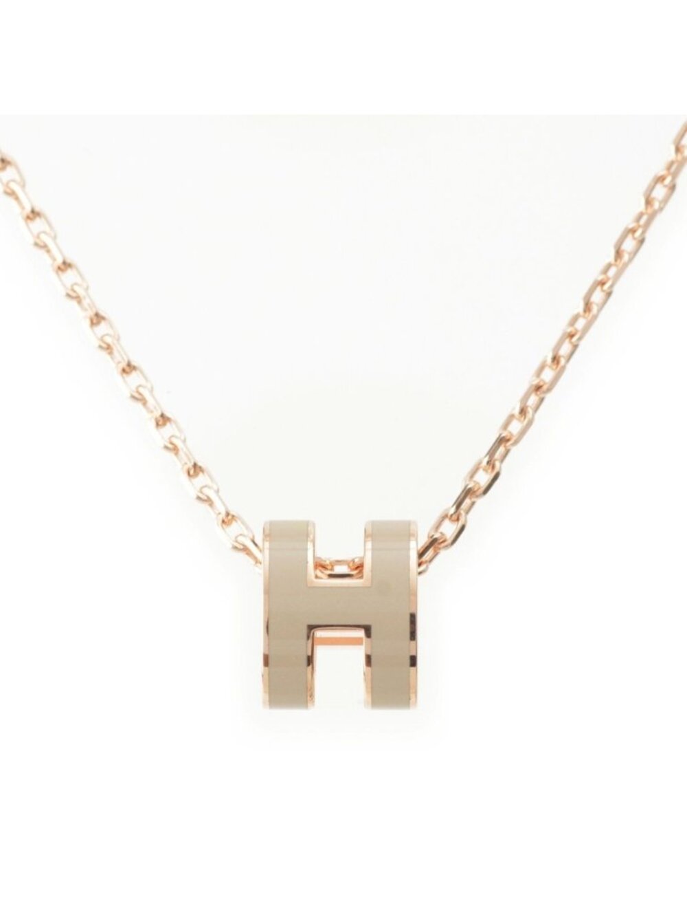 Hermes Pop H Mini Necklace Brown Glasse